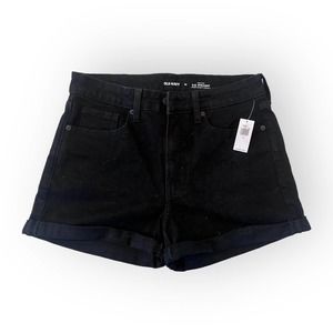 Old Navy High Rise O.G. Straight Black Jean Shorts Size 10 NWT